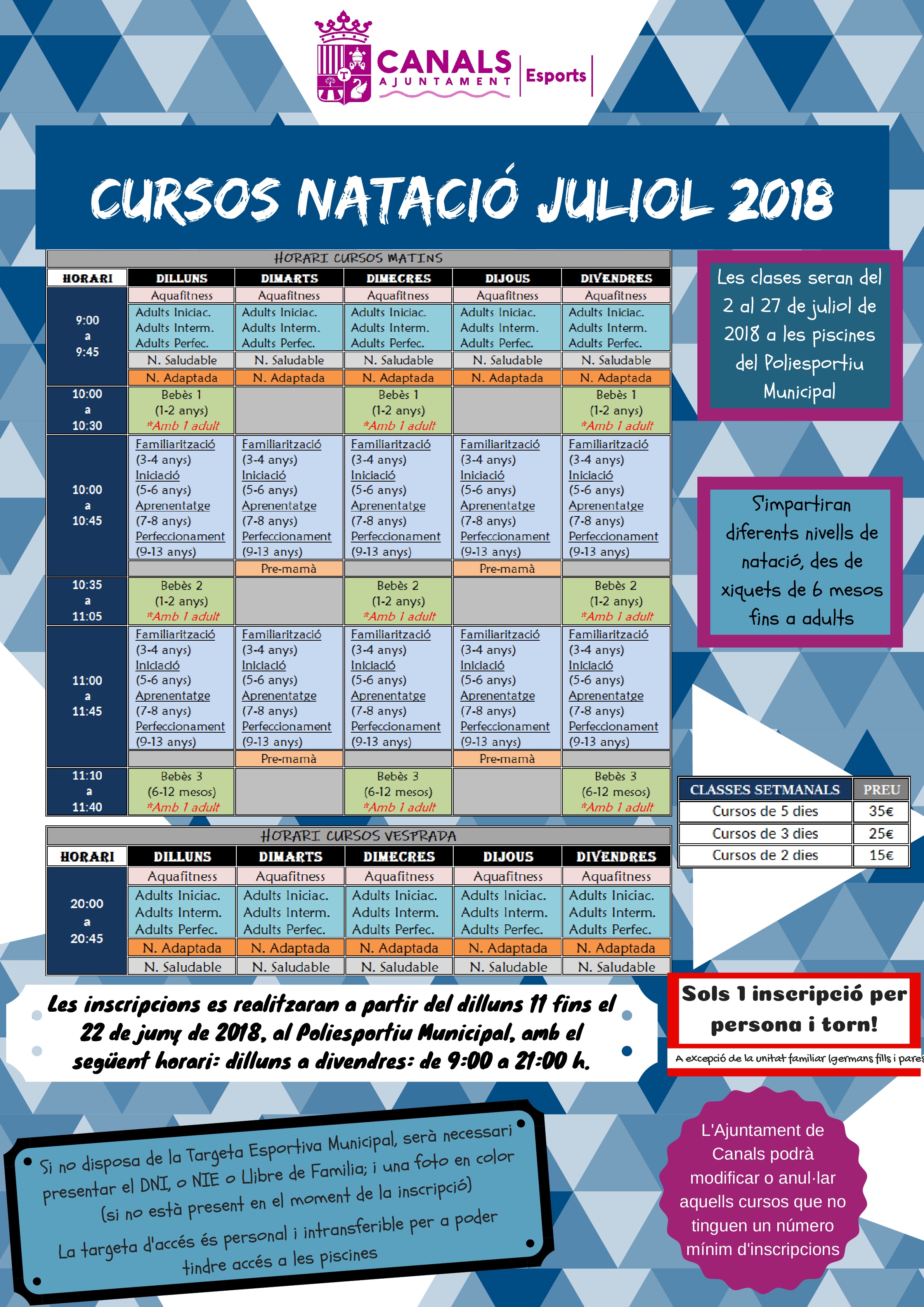 2018.06.08 Cursos de natació a la Piscina Municipal per a l'estiu 2018