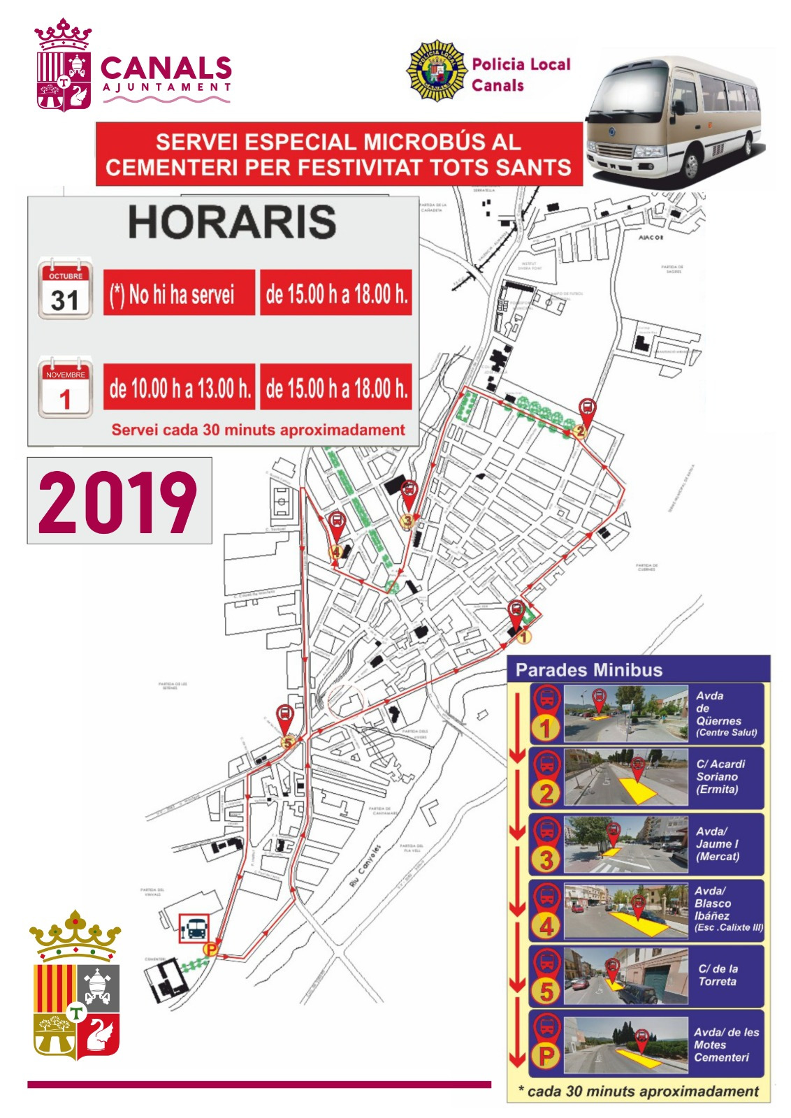 Horaris microbus Dia tots sants 2019
