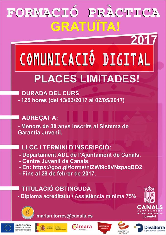 2017.03.08 Places Curs digital. Ajuntament de Canals