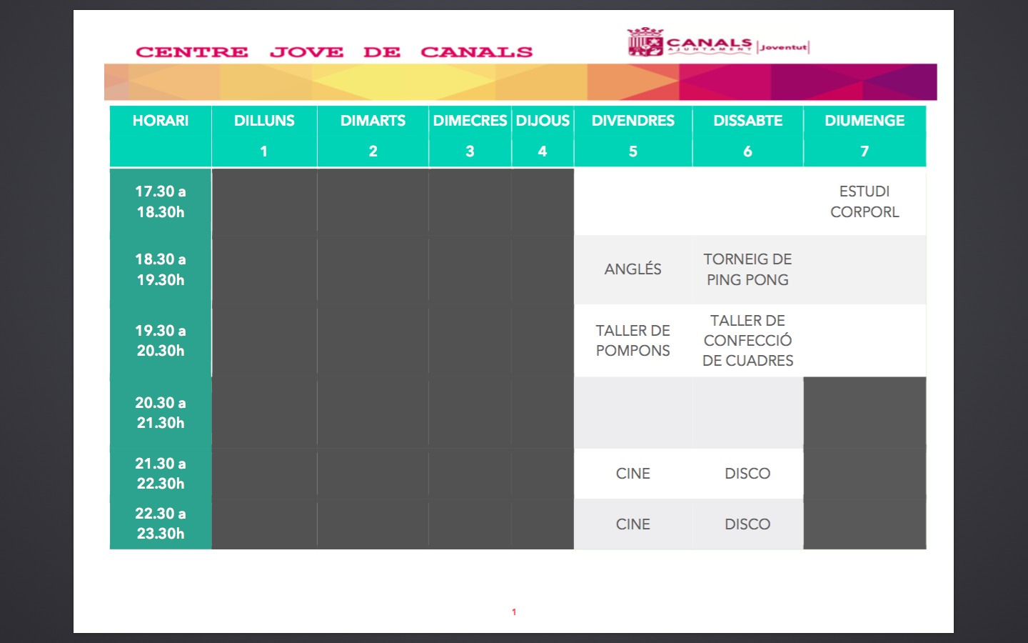 2017.05.02 Activitats al Centre Jove. Ajuntament de Canals